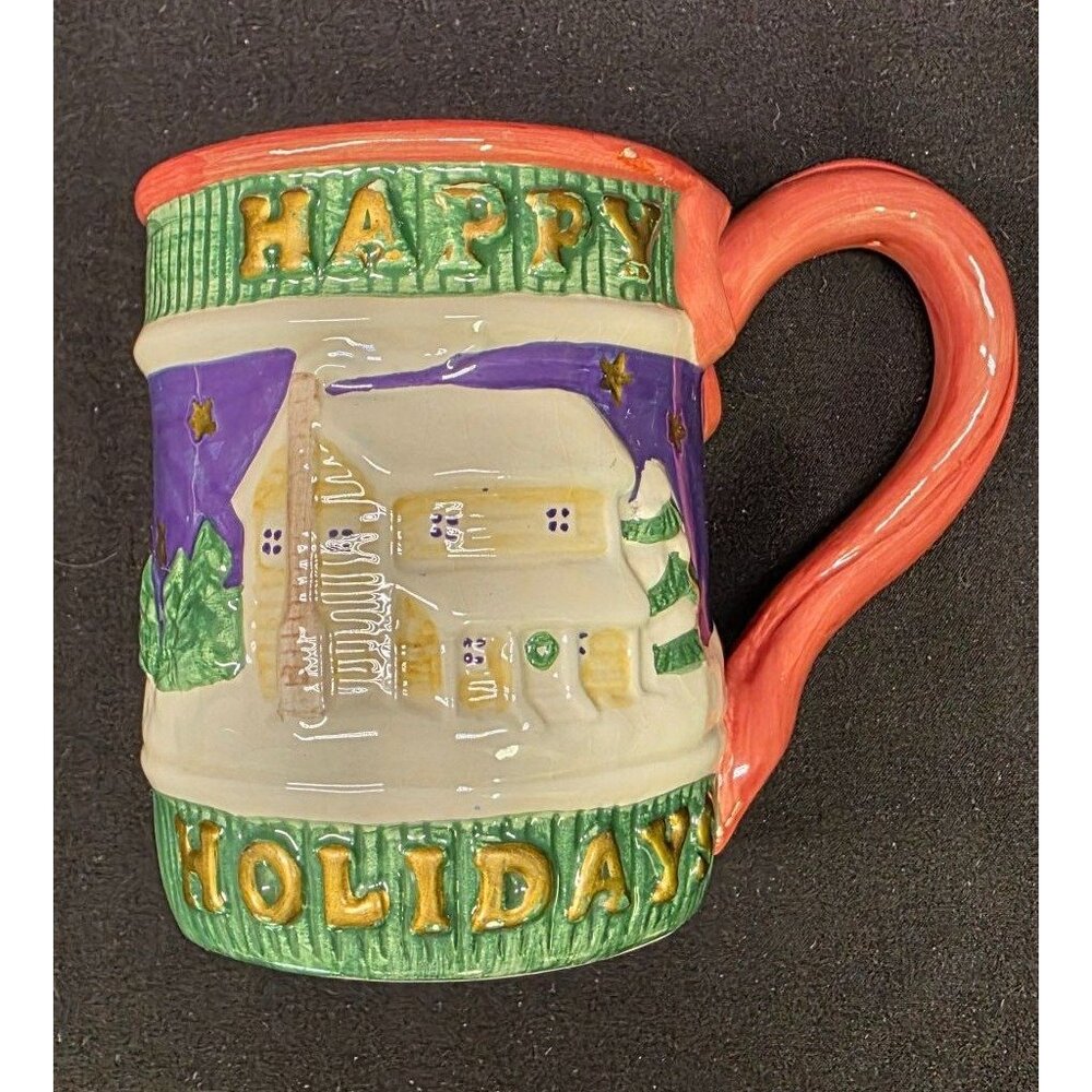 Vintage Omnibus Fitz and Floyd Happy Holidays Christmas Mug